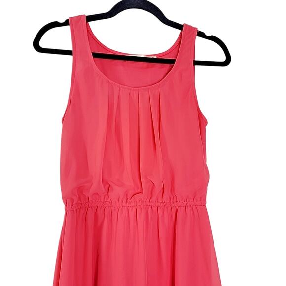 Liberty Love Coral Pink High Low Dress Sheer Overlay Size M Womens - Picture 3 of 7